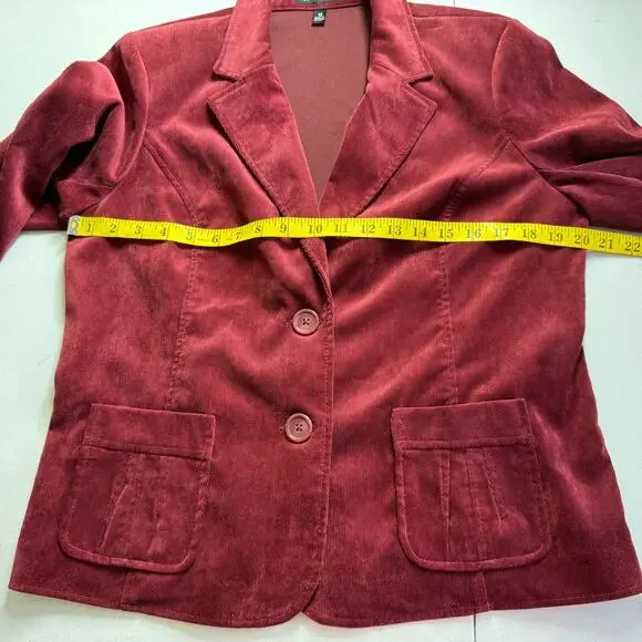 Counterparts Blazer Jacket Womens 12 Burgundy Corduroy Business Dark Academia - Picture 4 of 9